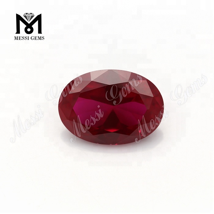 Oval maskinskåret røde rubin ædelstene Syntetiske kunstige rubiner til smykkefremstilling