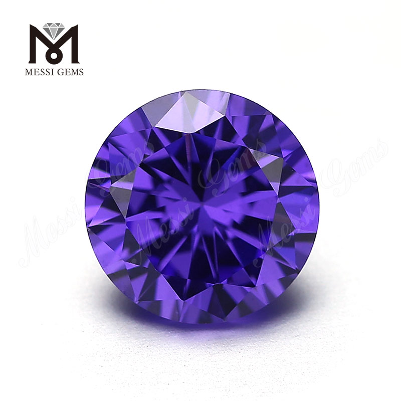 Wuzhou Factory Round Cut Lab skabt violet farve CZ sten