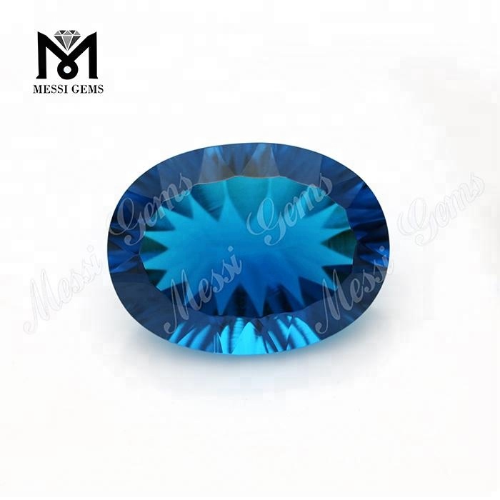 Engros 15x20 syntetisk konkav skåret blå glas ædelsten
