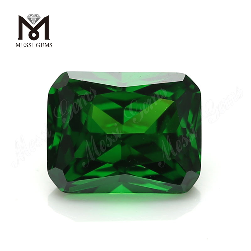 Fabrikspris syntetisk cubic zirconia ædelsten ottekantskåret 8x10mm grøn cz
