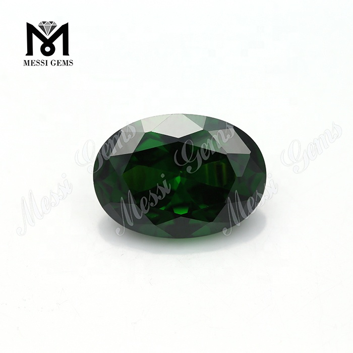 Topkvalitet fabriks oval form Grøn farve 13*18 mm Cubic Zirconia, smykkefremstilling