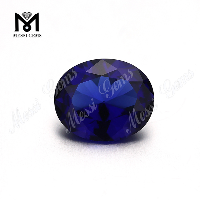 Syntetisk ovalskåret 10x12mm nano sital sten blå nanosital ædelsten