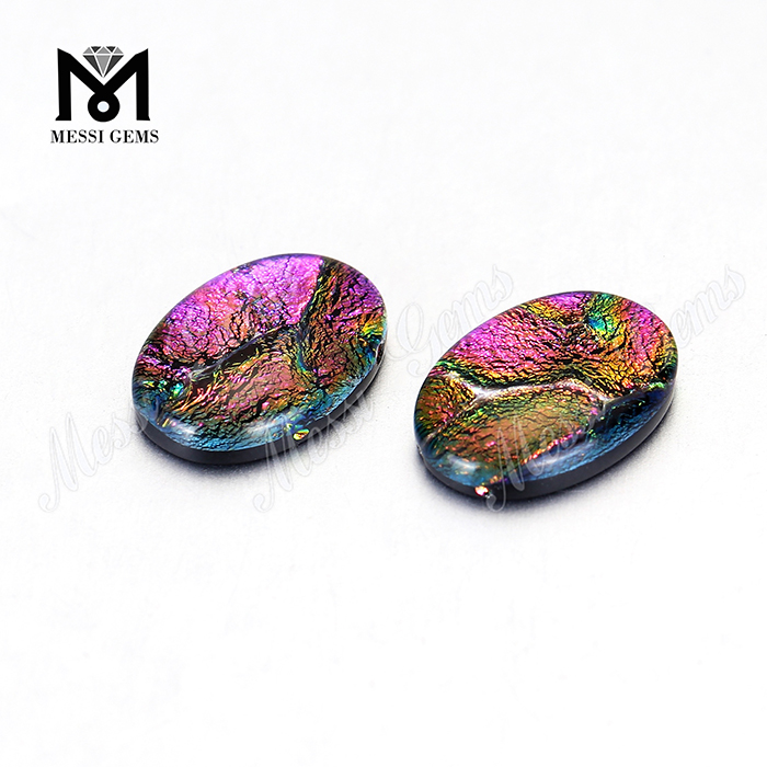 Oval 10x12MM Farverig Ammolite Cabochon Glas Ammolite Sten