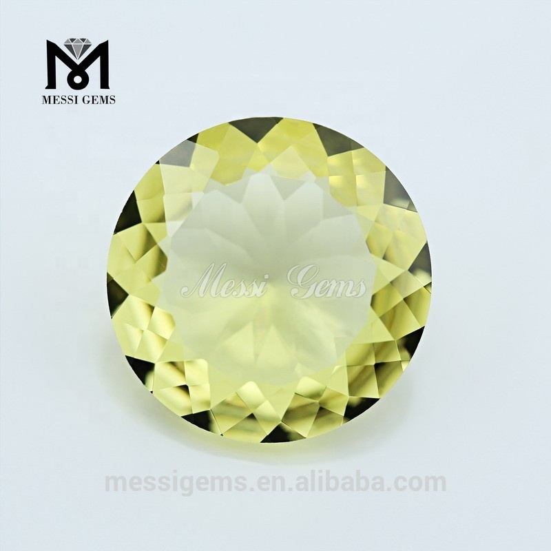 Engros løs rund form citroncitrin krystalglassten