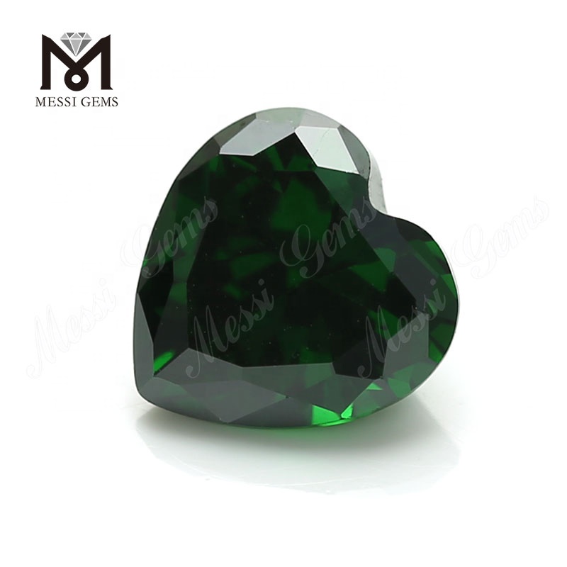 Grøn farve Heart Cut 10*10mm Syntetisk Cubic Zirconia CZ sten
