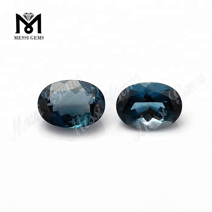 oval form 8x10mm naturlige london blå topas sten