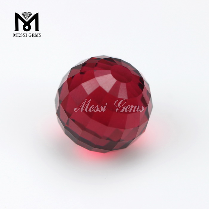 Engrospris Ruby rund kugle 12,0 mm facetteret glas ædelstene