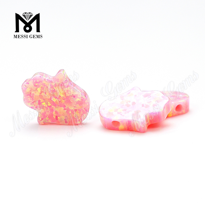 Engrospris Syntetisk Opalsten 10x14 Fire Opal Hamsa
