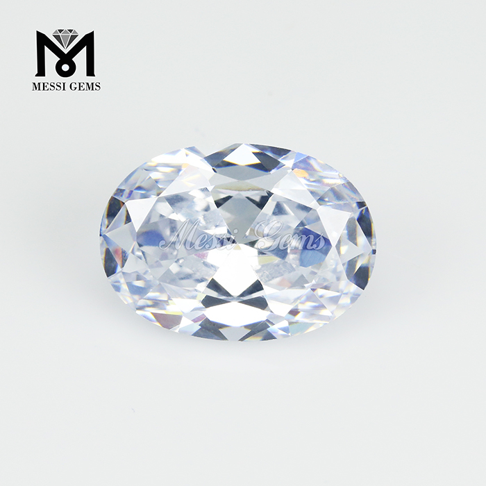 Topkvalitets maskinskåret cubic zirconia hvid oval form CZ Pave perler