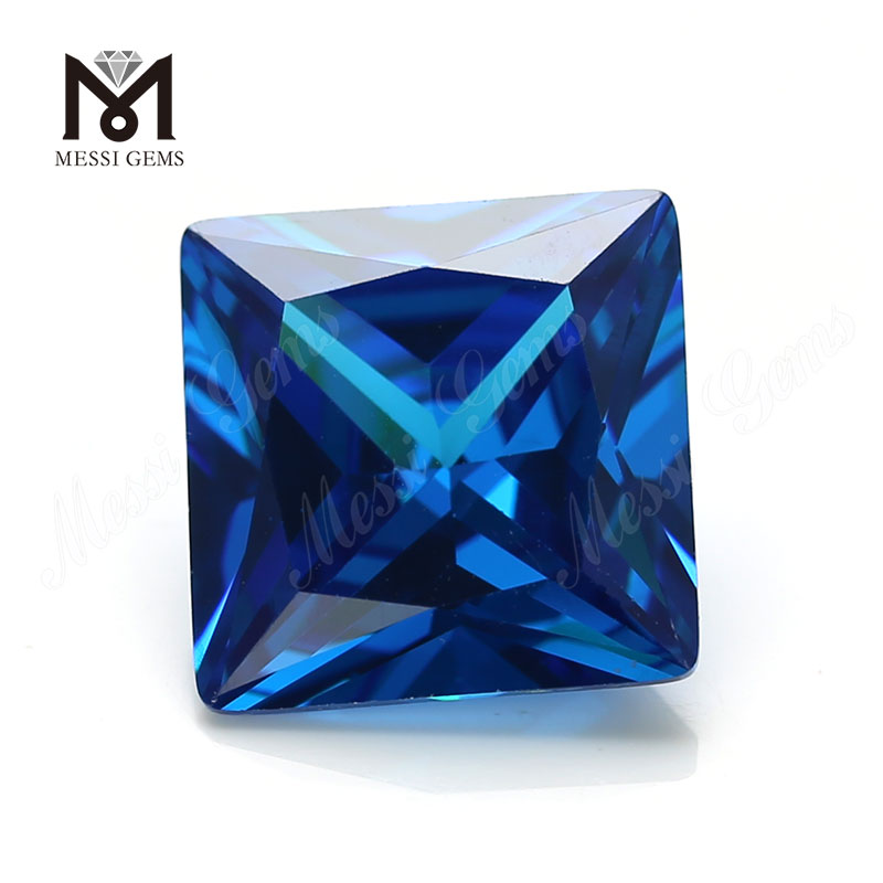 Højkvalitets firkantet Form 12*12mm Blå topas CZ Cubic Zirconia Stone Pris