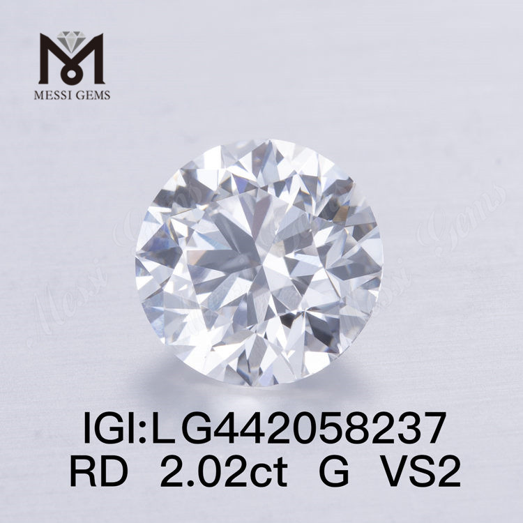 2,02 ct G VS2 Lab Grown Diamonds Rundslebet IGI diamant