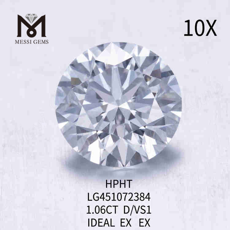 1.06ct D/VS1 RD løs laboratoriedyrket diamant IDEAL HPHT