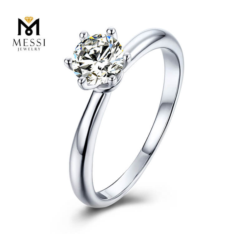 Sterling sølv 925 ring smykker 14 k guldbelægning kvinde gave 1 ct Moissanite diamantring