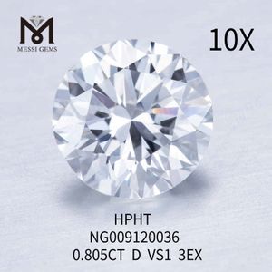 0,805 karat D VS1 rund løs lab skabt diamant 3EX