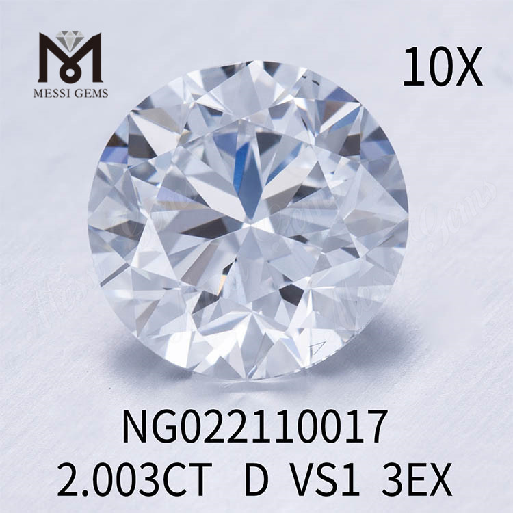 2.003 karat laboratoriediamant Rund D VS1 EX Cut