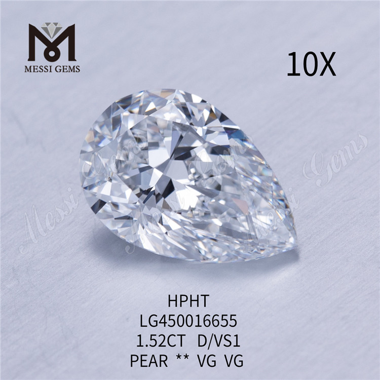 1,52 carat D/VS1 PEAR CUT lab diamanter VG