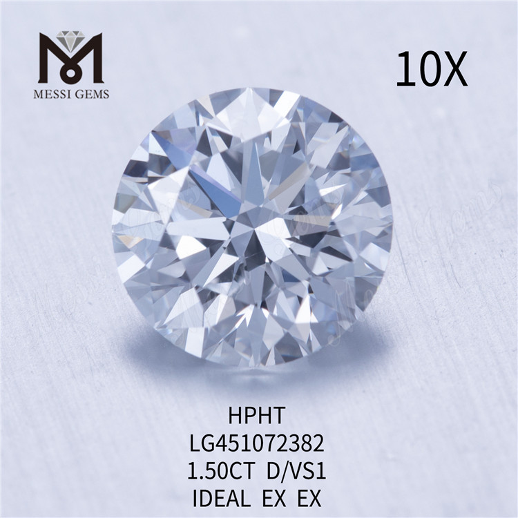 1,50 karat D Rund laboratoriedyrket diamant HPHT