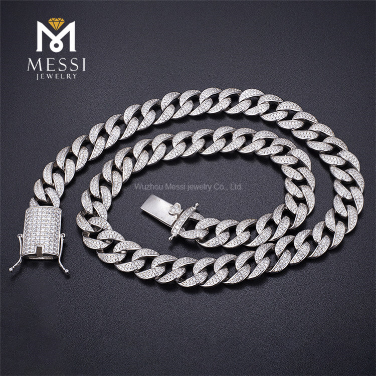 925 Sølv Håndlavet Moissanite afkølet bling Cuban Chain Link