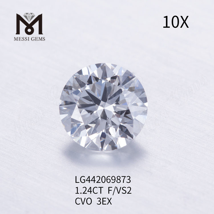1,24 karat F VS2 UDMÆRKET rund IDEAL laboratoriefremstillet diamant