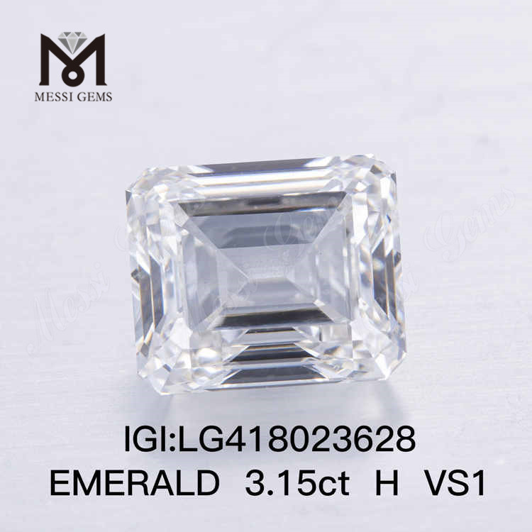 3.15CT H/VS1 EMERALD CUT lab diamant EX VG
