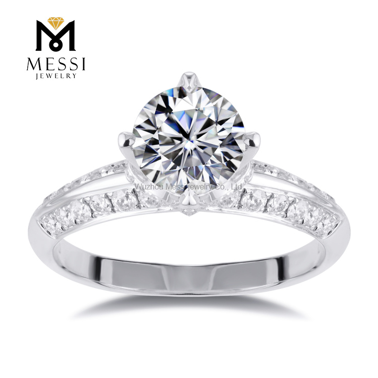 Tilpasset 4-klo Moissanite ring 14k 18K hvidguld smykker