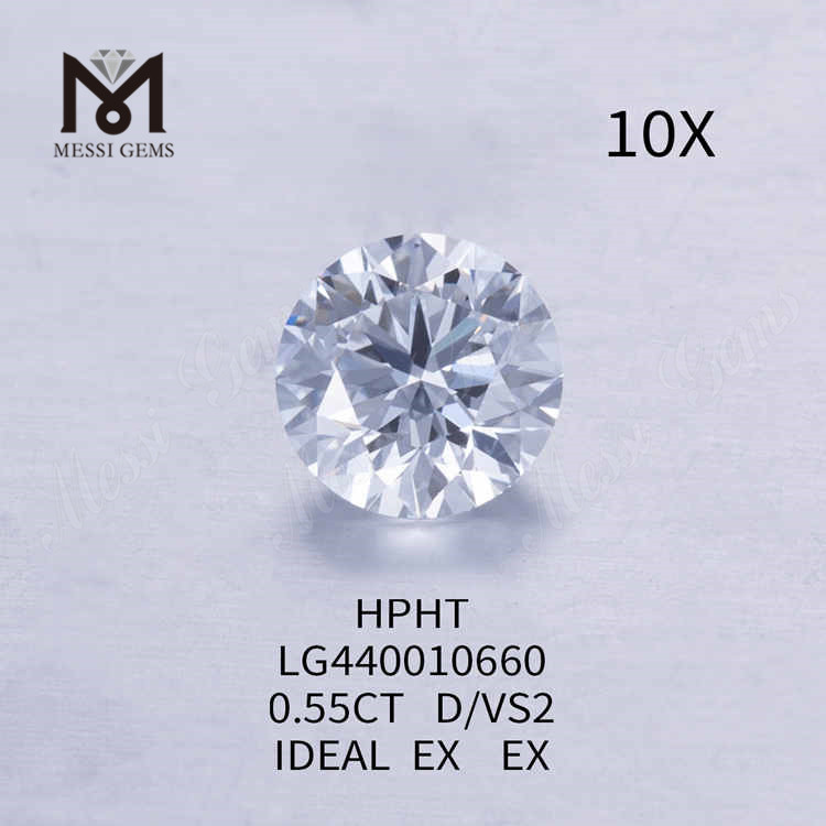 0.55CT D/VS2 rund lab dyrket diamant IDEAL