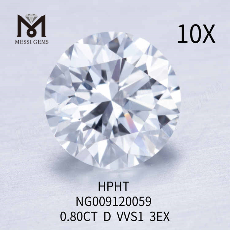0,80CT hvid D rund løs lab diamant VVS1 3EX