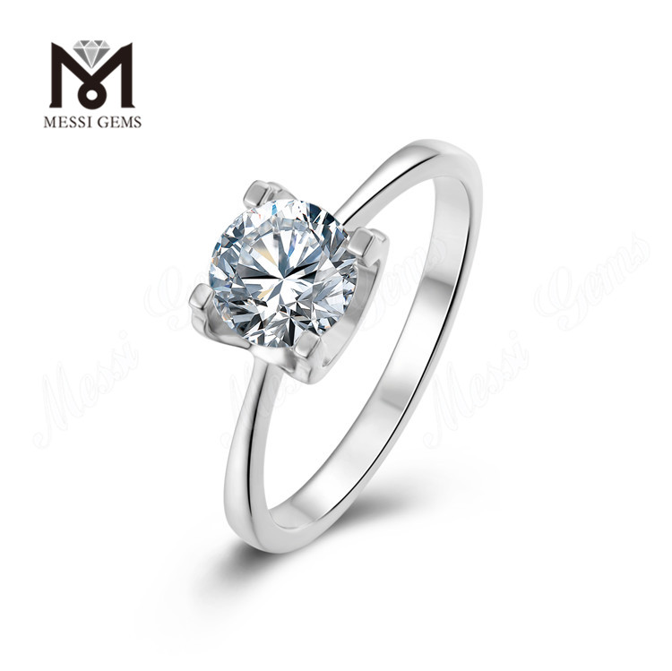 Messi Gems forlovelse 1 karat moissanite diamant 925 sterling sølv ringe kvinder til bryllup
