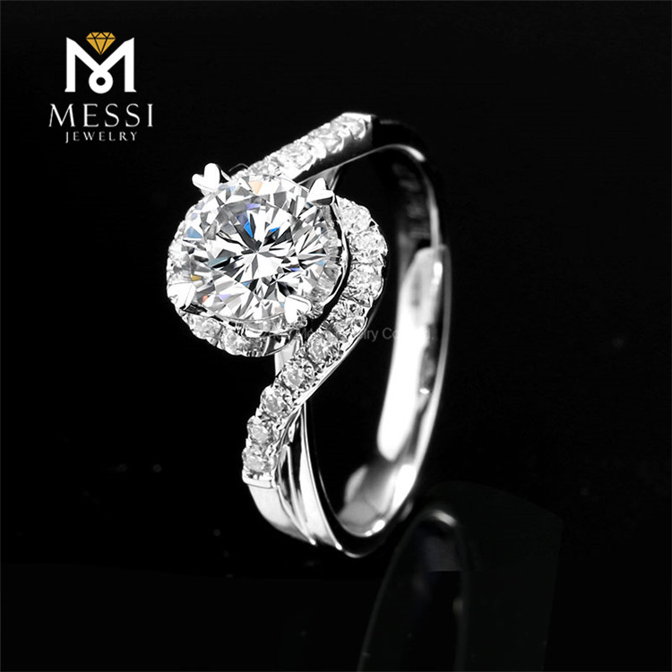 Forlovelse 18k hvidguld moissanite ringe Klo Indstilling 6,5 mm 1ct Moissanite ringe smykker