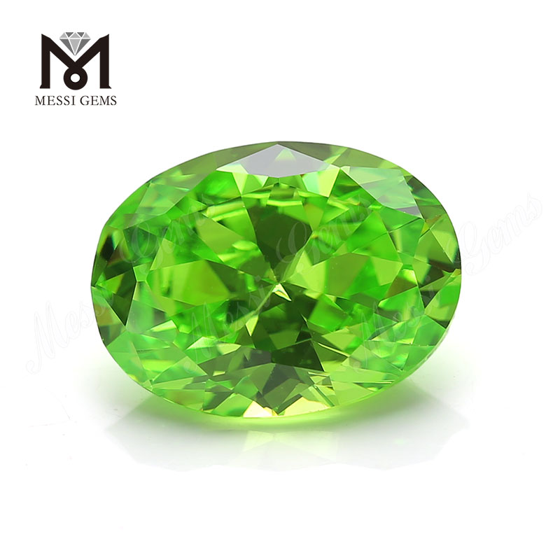 Fabrikspris Oval 12x16 mm Æblegrøn Cubic Zirconia Ædelsten
