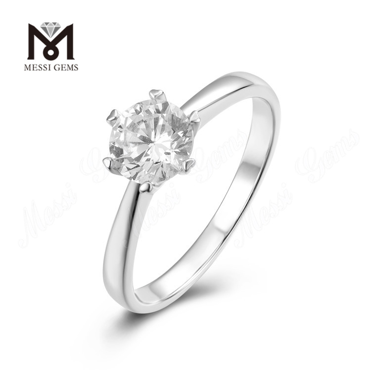 Messi Gems engros 1 karat DEF moissanite diamant bryllup lækker 925 sterling sølv ring