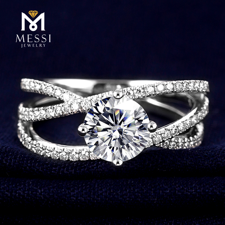 nyeste design twist 14k guld solid moissanite diamant vielsesring til kvinder