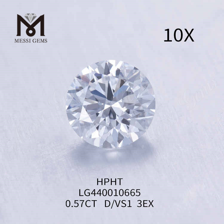 0.57CT D/VS1 rund laboratoriedyrket diamant 3EX