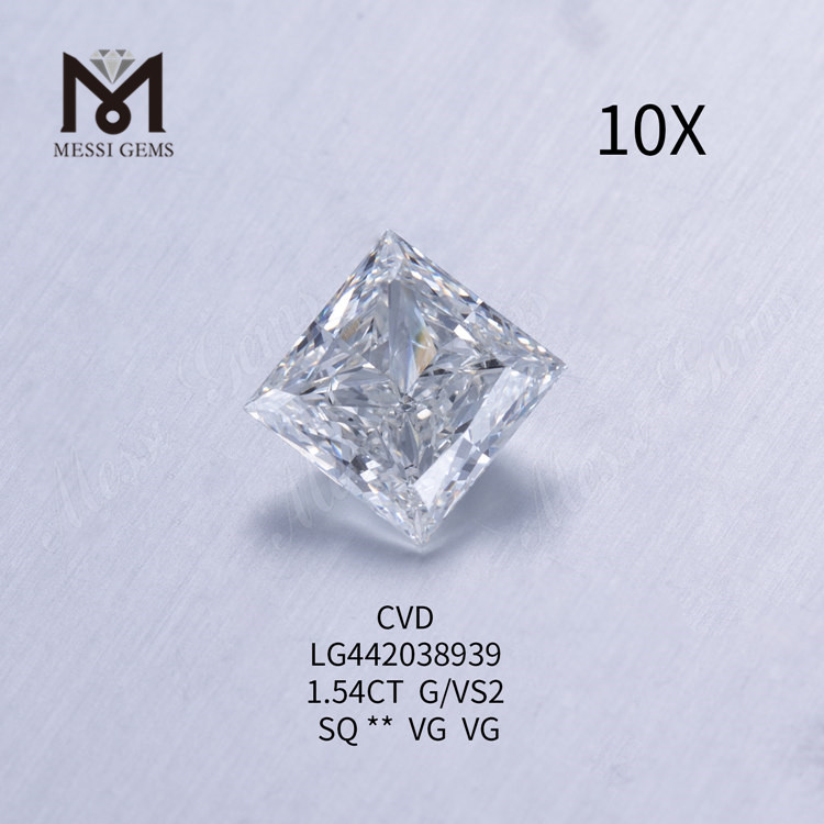 1,54 karat G VS2 Firkantet laboratoriedyrket diamant VG
