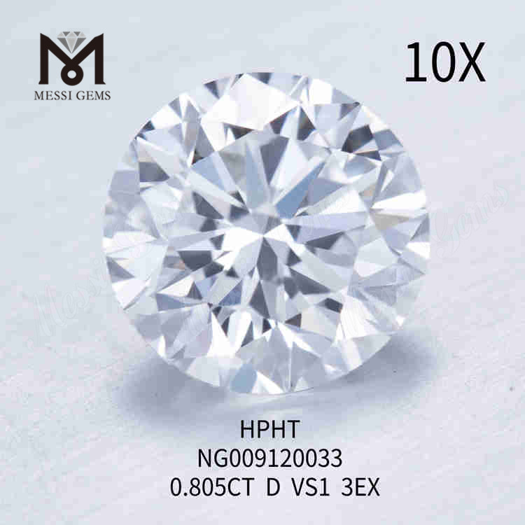 0,805 karat D VS1 rund hvid lab lavet diamant 3EX