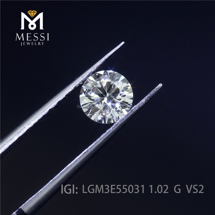 1.02ct G farve rundslebet laboratoriediamant VS2 syntetisk diamant