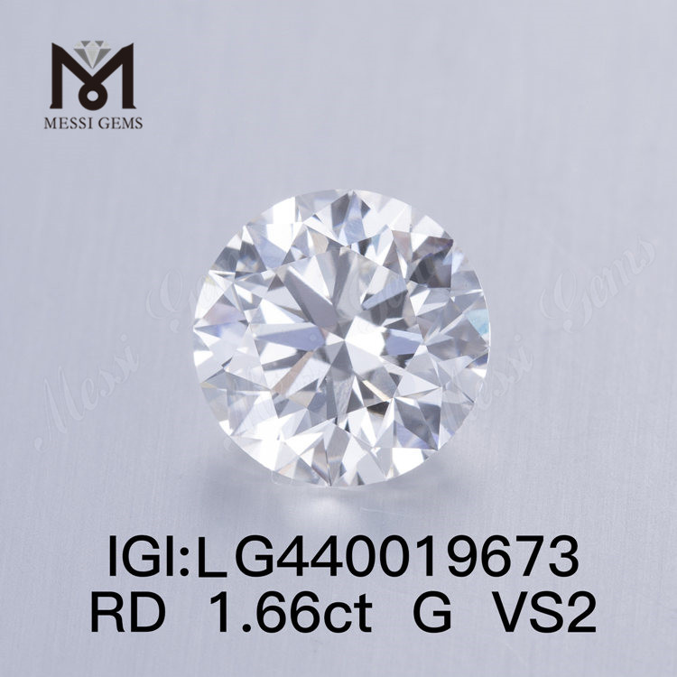 1,66 karat G VS2 IDEAL rund laboratoriedyrket diamant