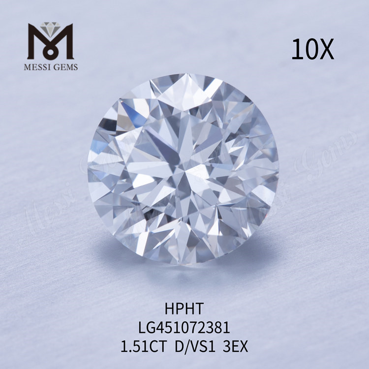 1,51 ct D VS1 RD EX Cut Grade laboratoriedyrket diamant HPHT