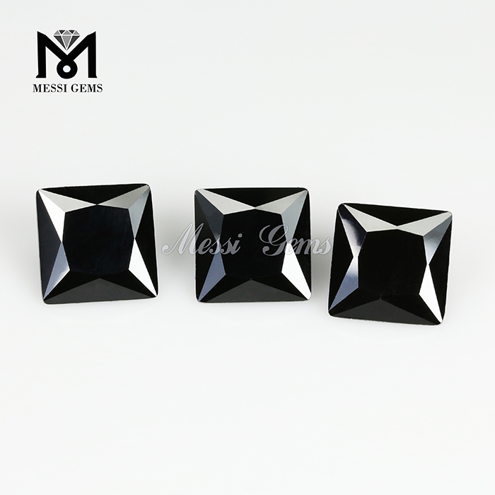 7x7 mm firkantskåret sort cubic zirconia sten