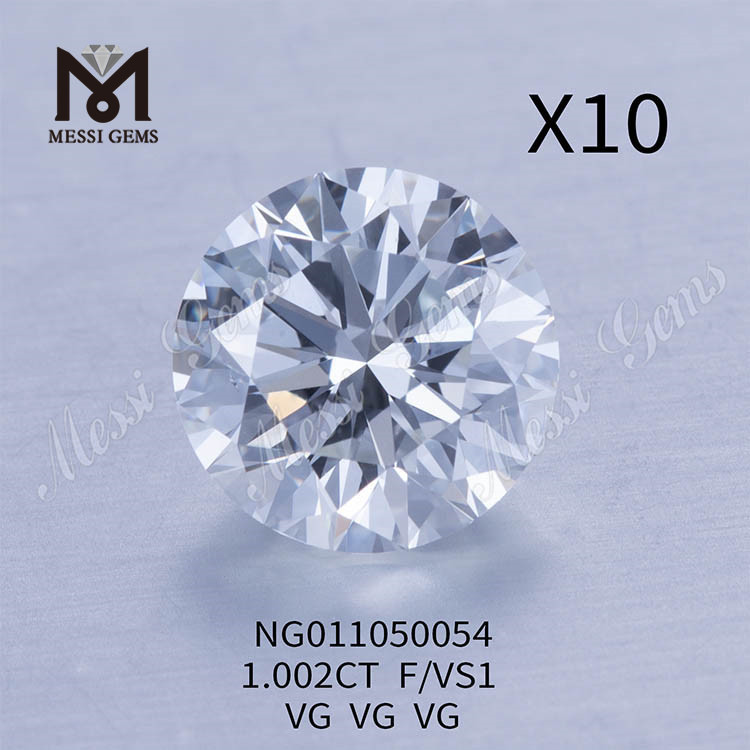 1.002ct rund F Løs Ædelsten Syntetisk Diamant VS1