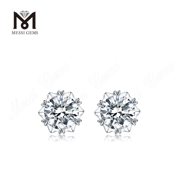Messi Gems Simple Design Stud Øreringe 1 karat Moissanite diamantsmykker