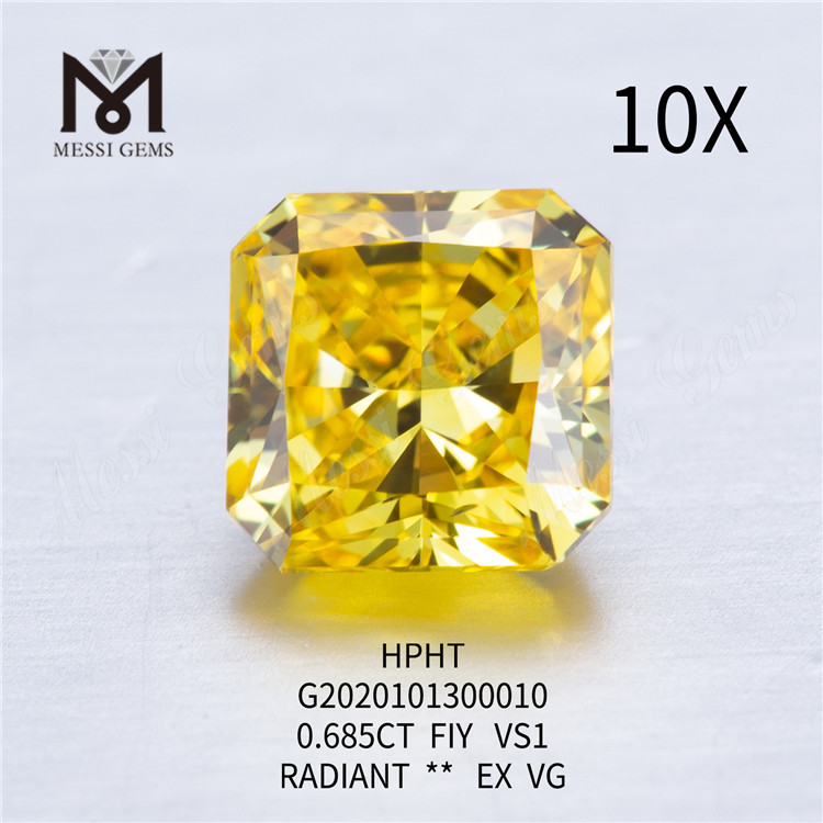 0.685ct FVY RADIANT CUT løs laboratoriedyrket diamant VG
