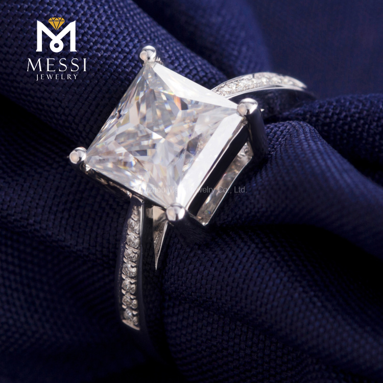 moissanite diamantring Firkantet princess cut 14k 18k hvidguld ring til kvinde smykker pige ring
