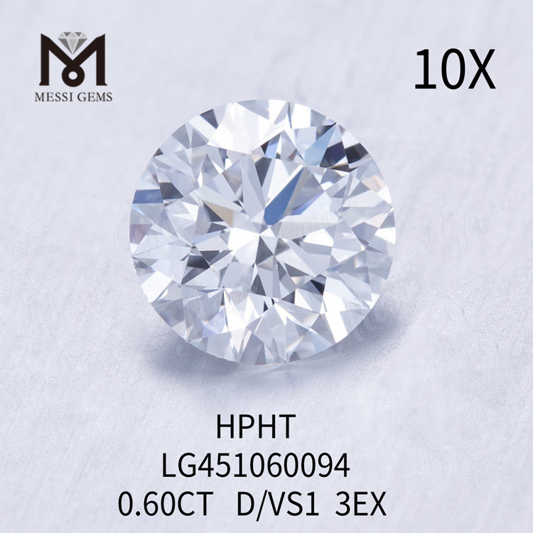 0,60 karat D VS1 EX Cut Grade Round lab skabt diamant HPHT