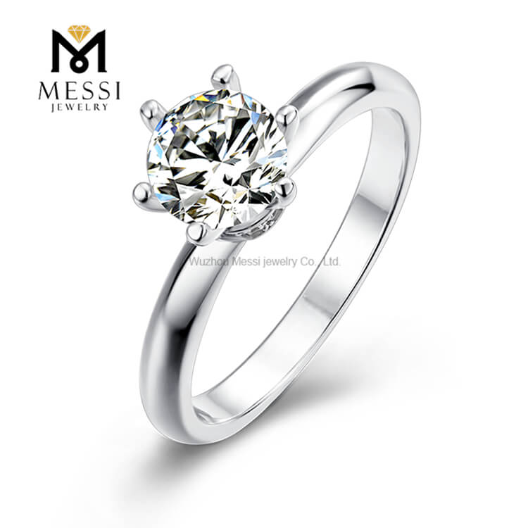 1 karat Moissanite Ring hvidguldbelægning Billig falsk diamantring 925 sterling sølv ring