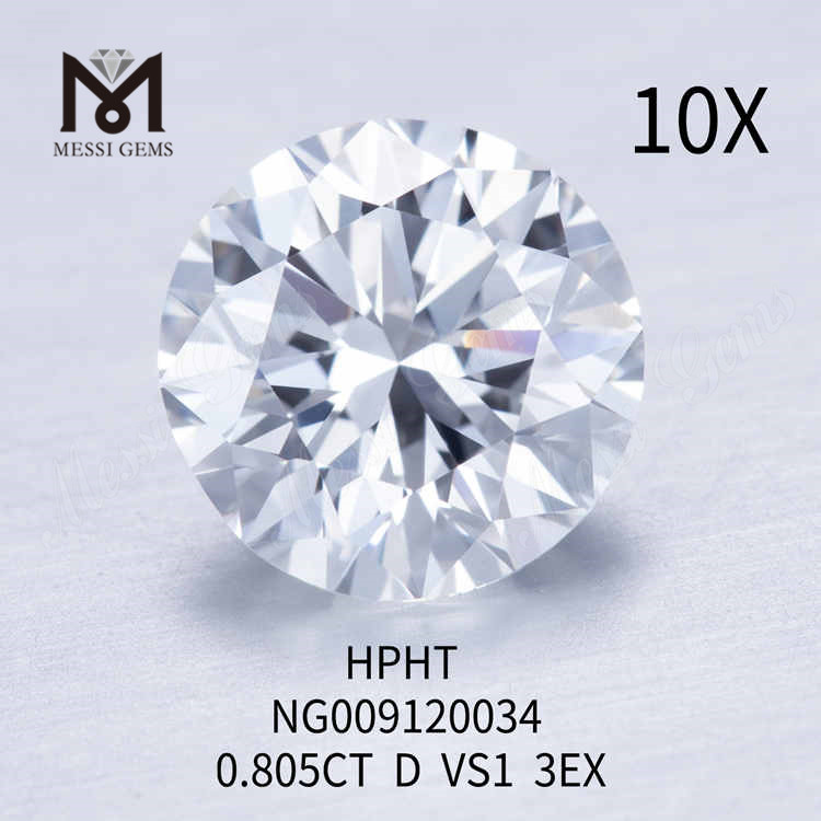 0,805carat D/VS1 rund løs lab diamant 3EX