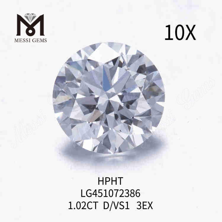 1.02ct D/VS1 RD løs lab dyrket diamant 3EX