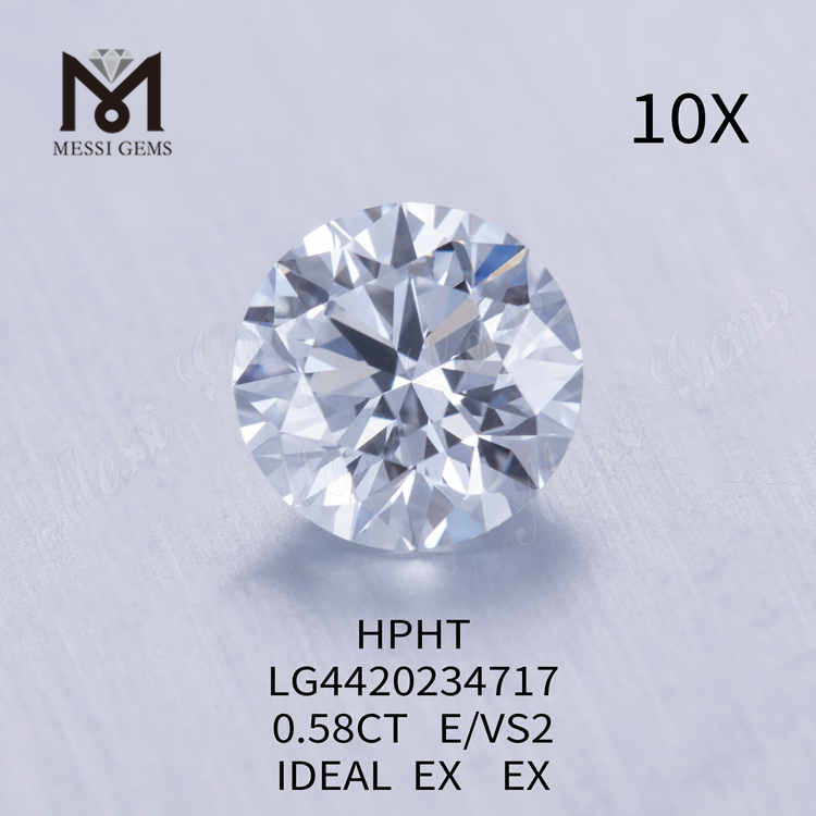 0.58CT E/VS2 rund laboratoriedyrket diamant IDEAL EX EX
