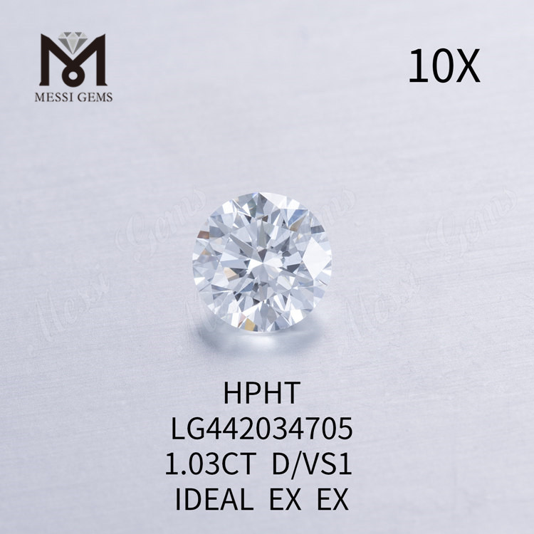 1,03 karat D VS1 IDEAL EX EX Rund lab dyrket diamant