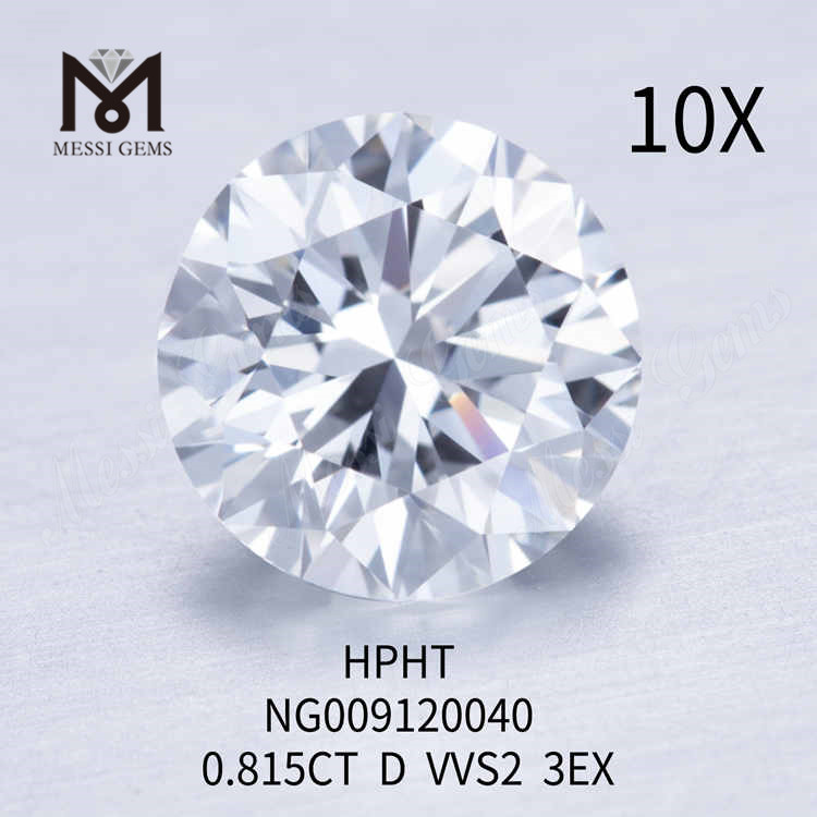 0.815CT D hvid rund lab skabt diamant VVS2 3EX